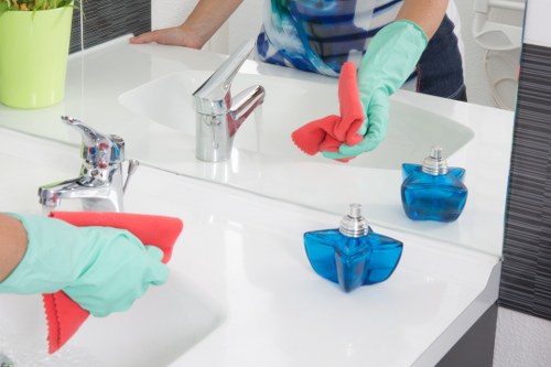 Carpet cleaning technician in Catford using safety equipment