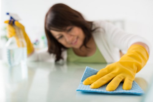 Local cleaners working on a Catford flat move-out clean with stair access